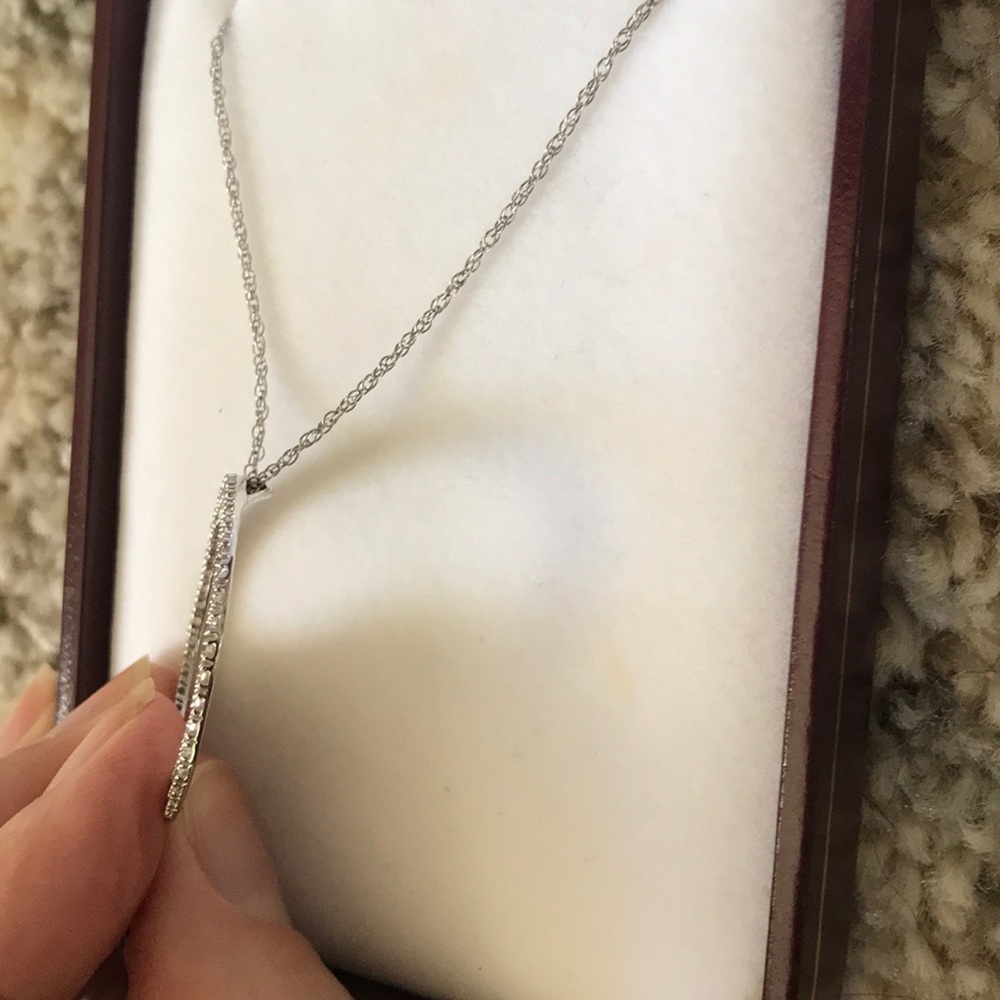 Diamond Open Circle Necklace - Picture 9 of 10